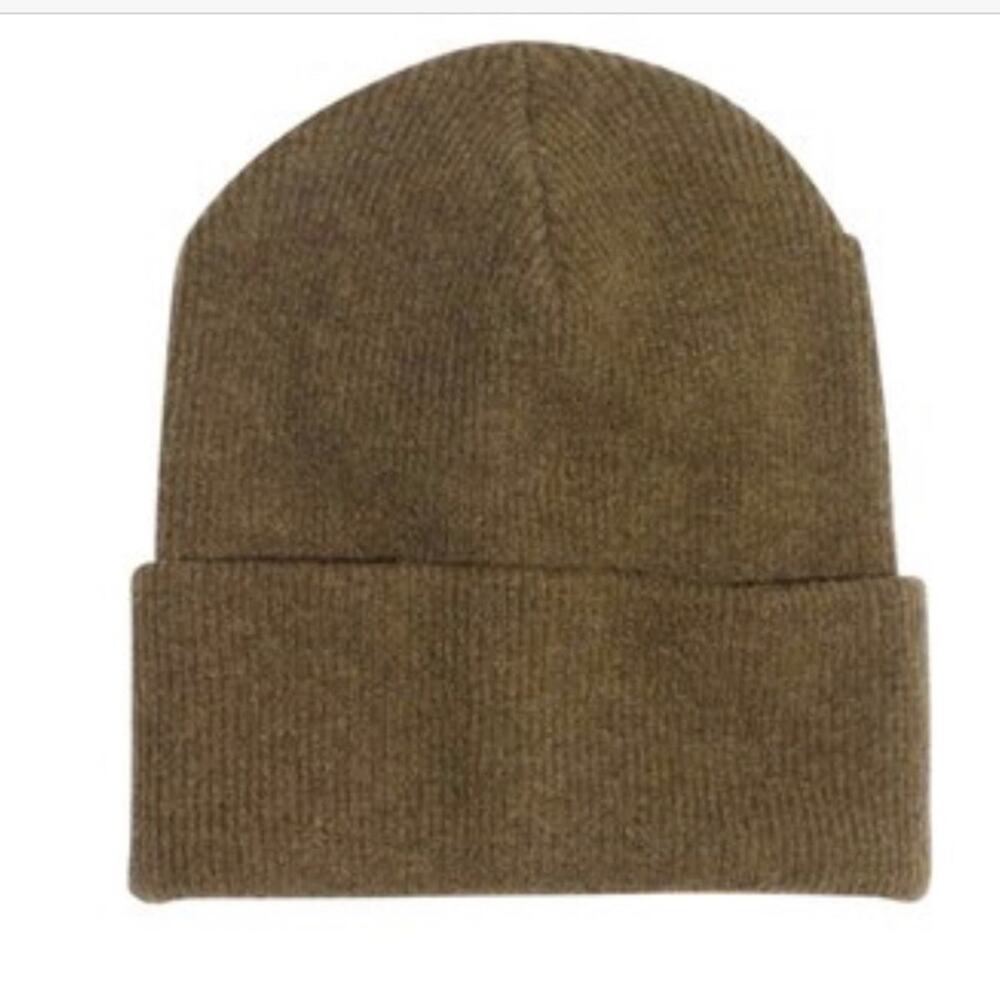 Madewell Unisex Army Green Wool Knit Cuffed Beanie Winter Hat Cozy